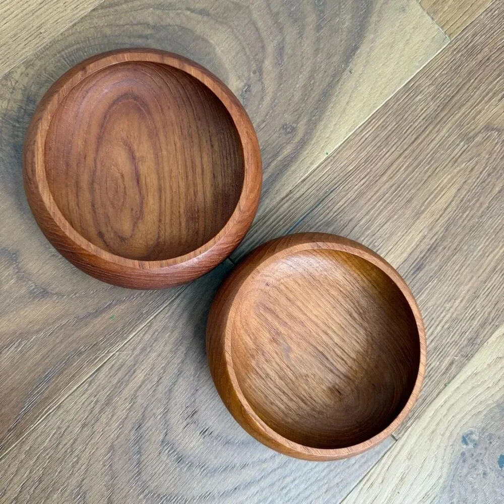 2 Vintage Genuine Teak Thailand Salad Bowls